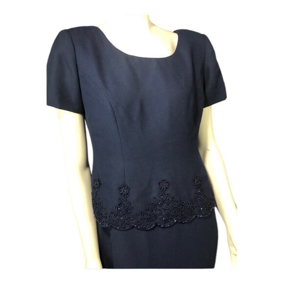 R & M Richard’s formal navy dress looks like a 2 piece with beading size 8 - Picture 4 of 12